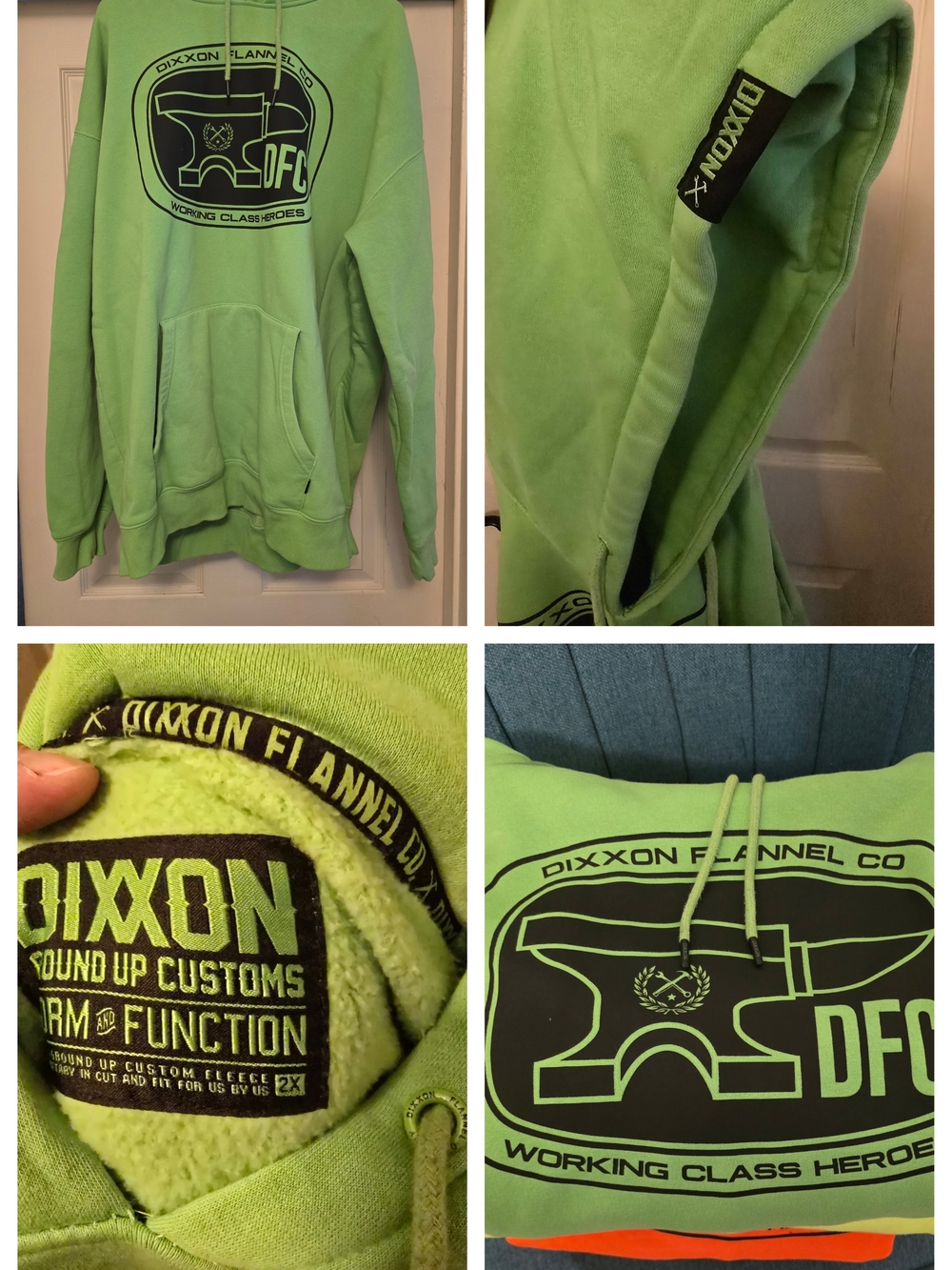 2X DIXXON Lime Green Pullover Hoodie